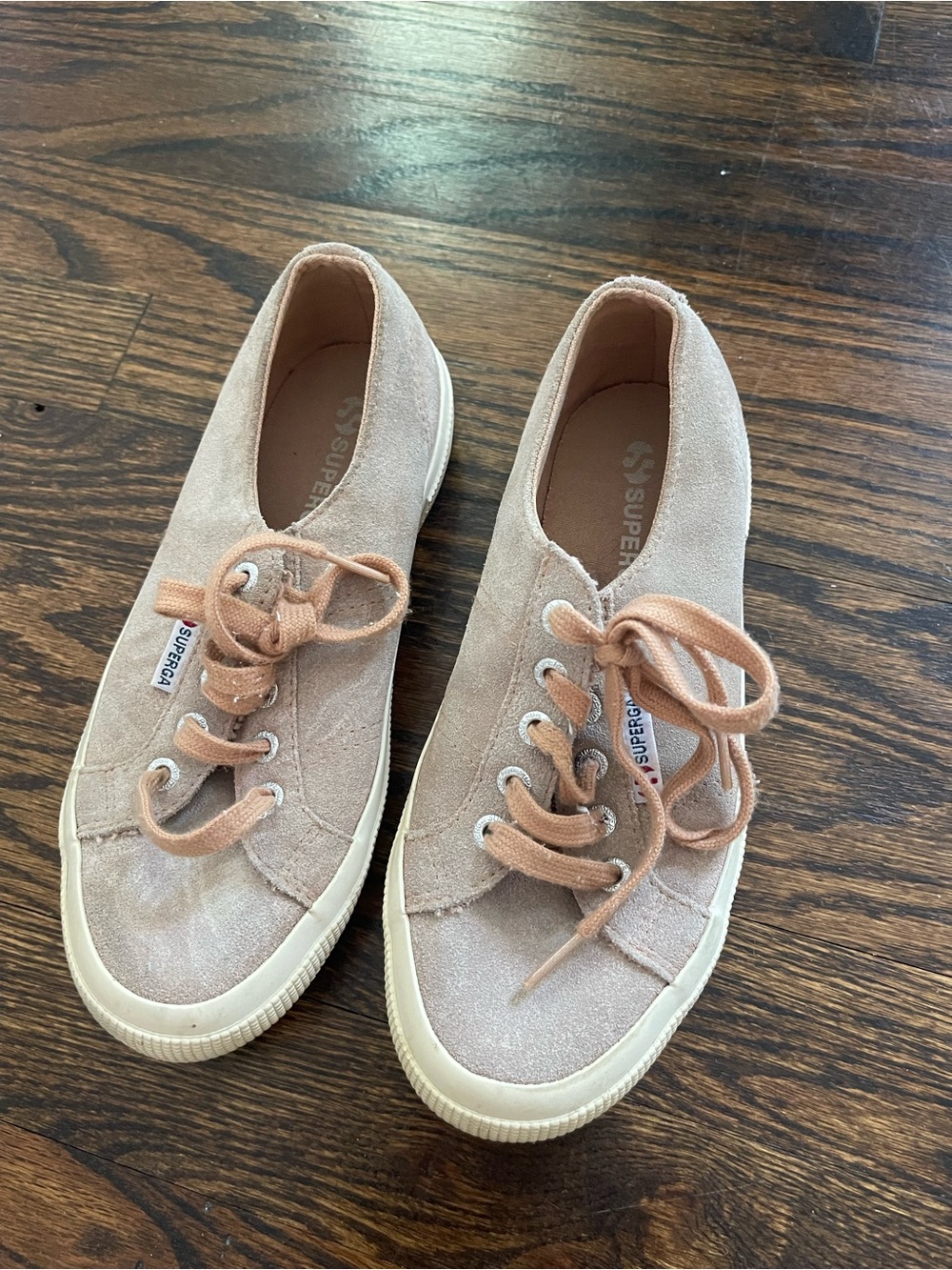 Superga Blush Suede Platform Lace-Up Sneakers